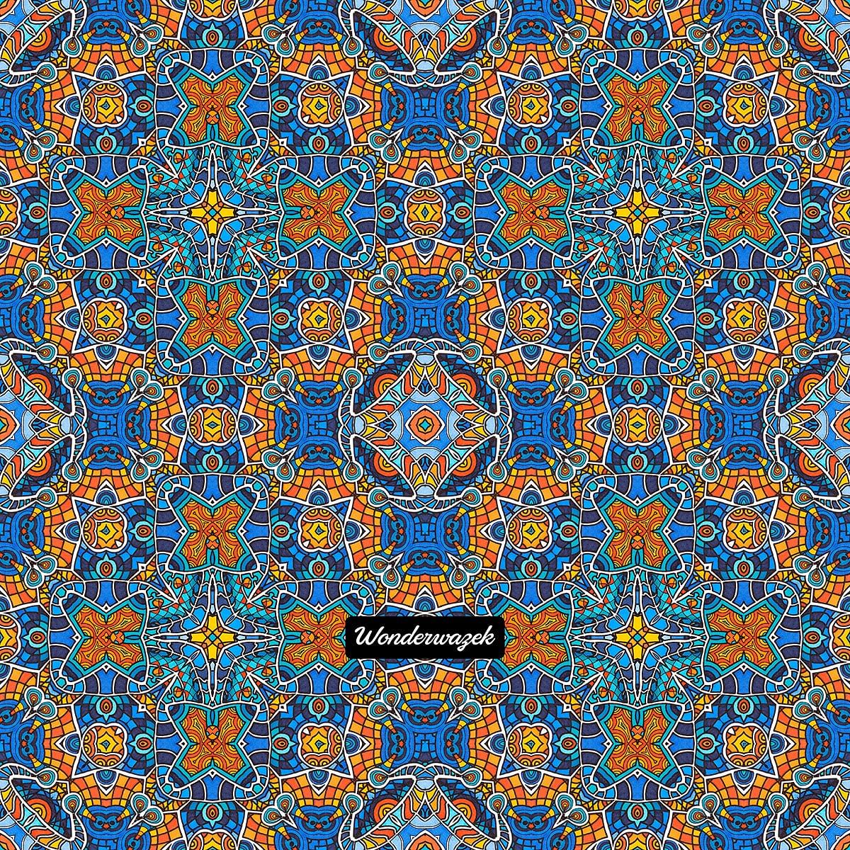 Kissen • Blankas Blumen – Kaleidoskop, blau, orange - Wonderwazek