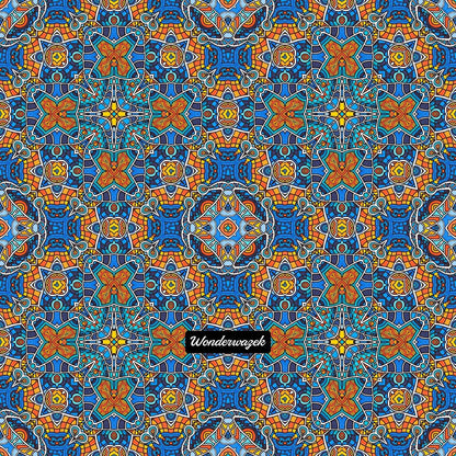 Kissen • Blankas Blumen – Kaleidoskop, blau, orange - Wonderwazek