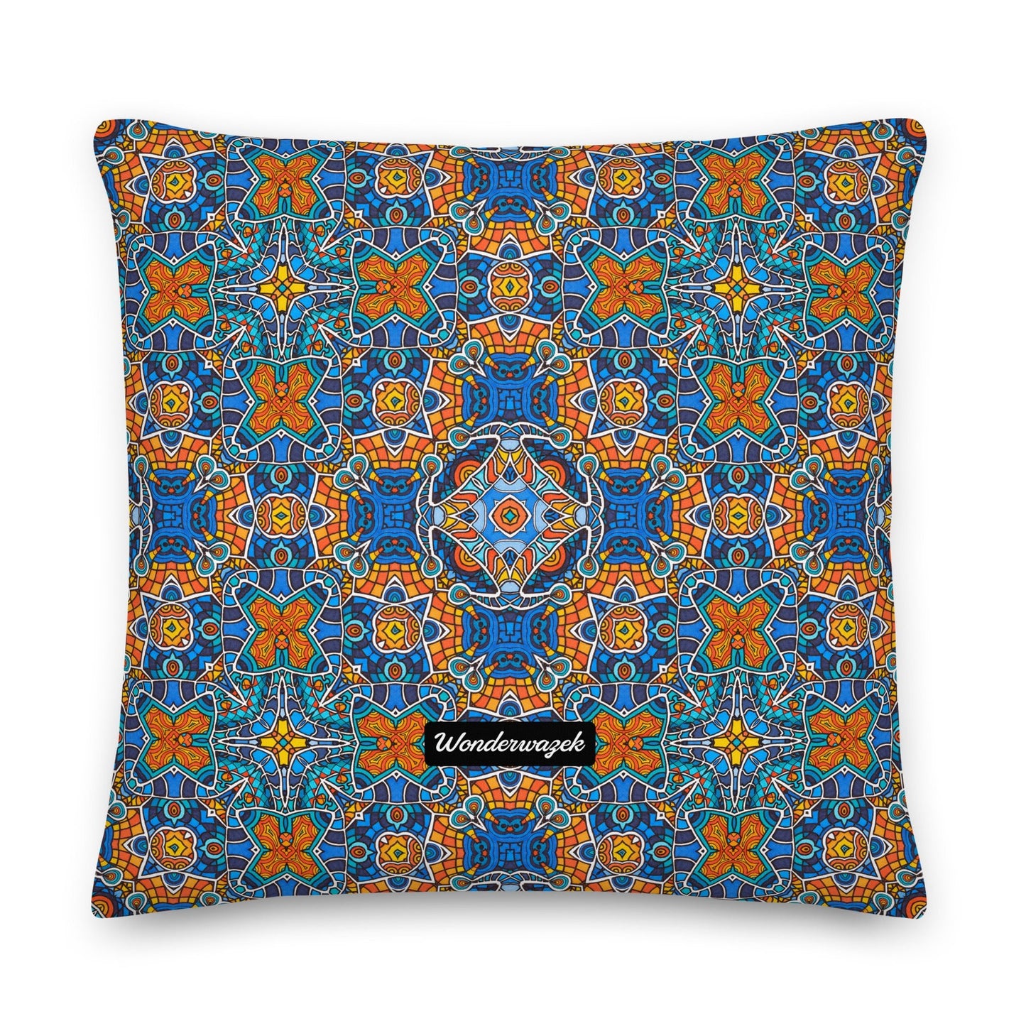 Kissen • Blankas Blumen – Kaleidoskop, blau, orange - Wonderwazek