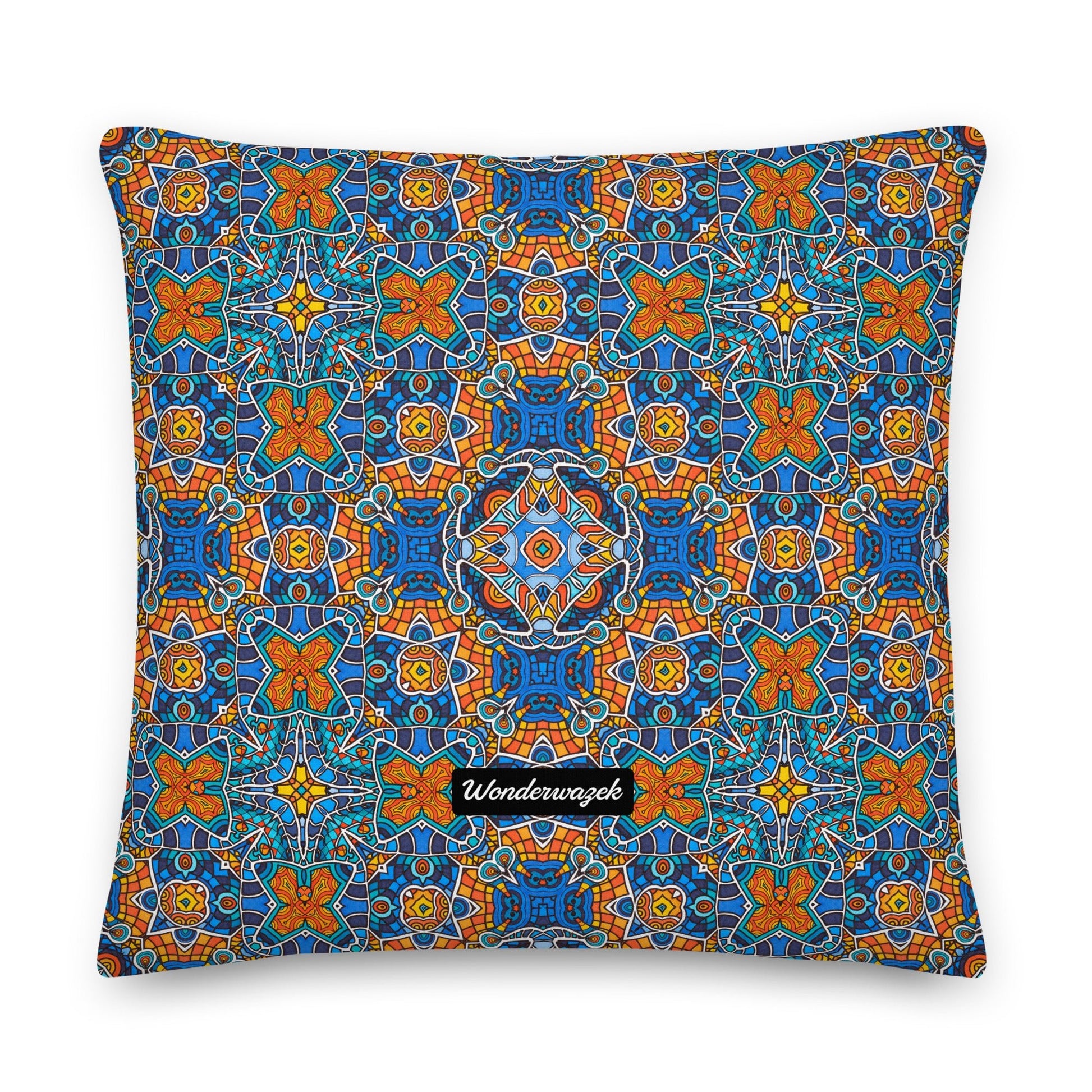 Kissen • Blankas Blumen – Kaleidoskop, blau, orange - Wonderwazek