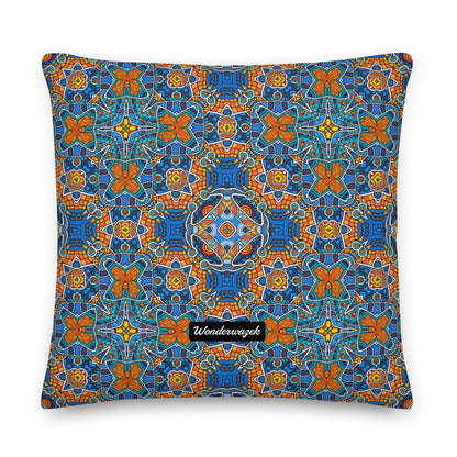 Kissen • Blankas Blumen – Kaleidoskop, blau, orange - Wonderwazek