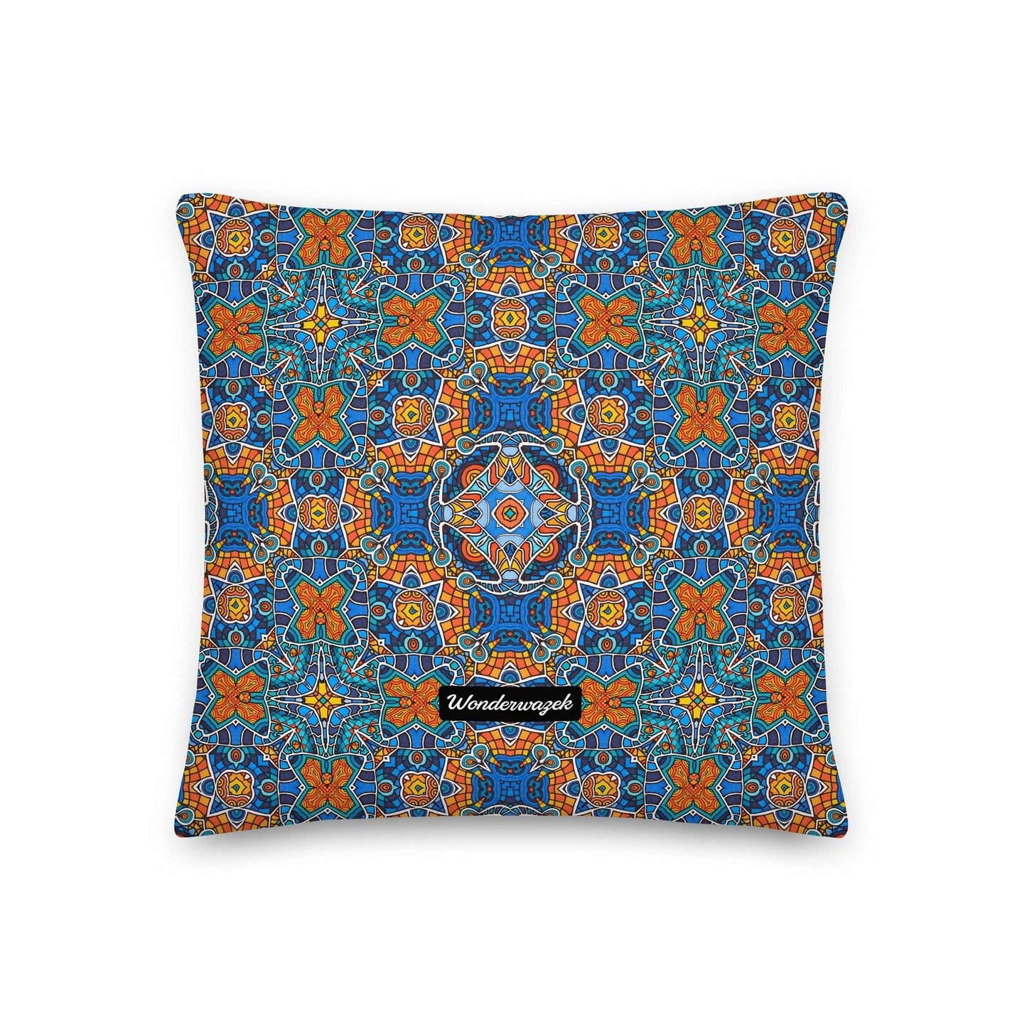 Kissen • Blankas Blumen – Kaleidoskop, blau, orange - Wonderwazek