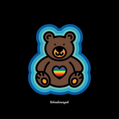 Kissen • Diversität 🌈 Teddy mit Herz – Regenbogen, blau, schwarz - Wonderwazek