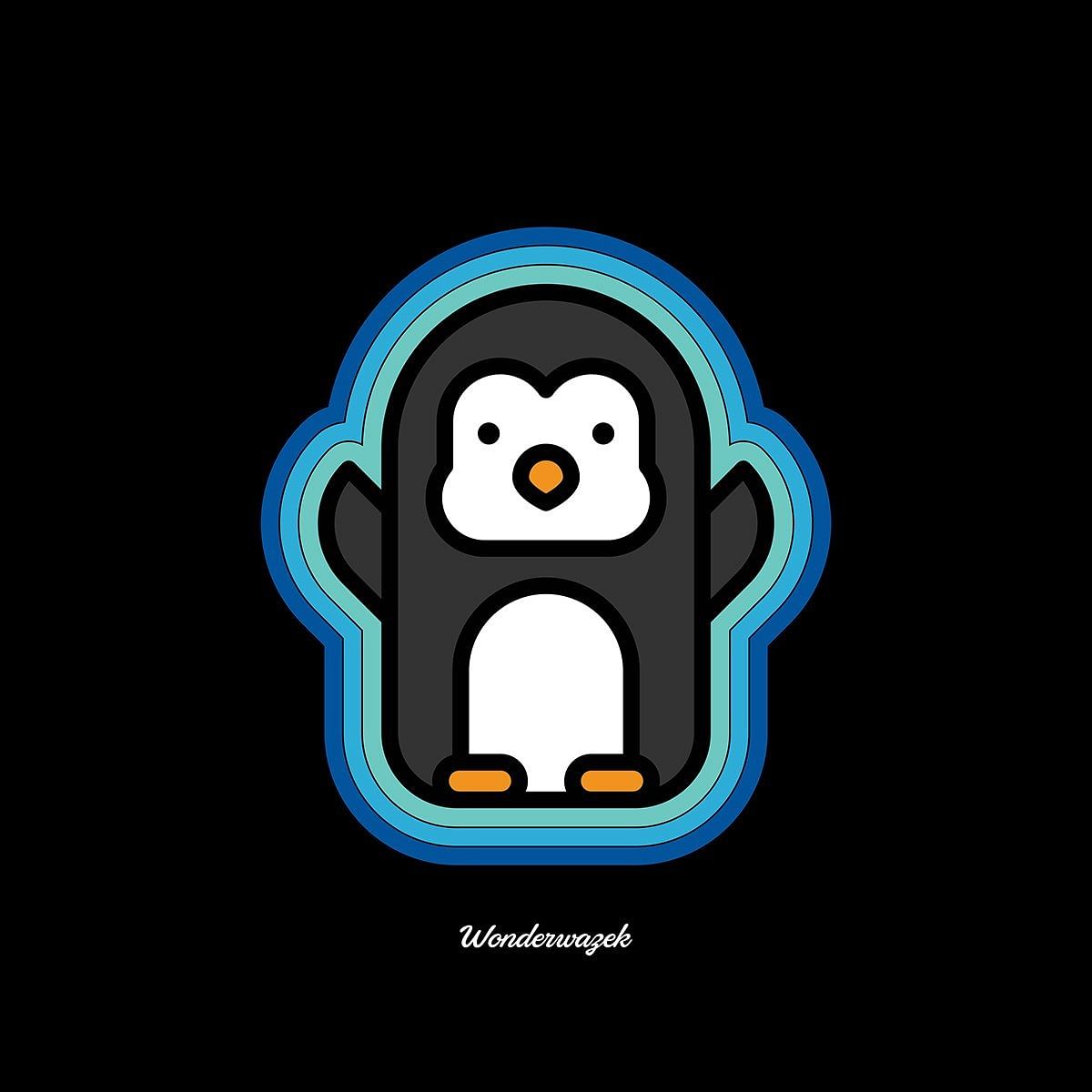 Kissen • Pinguin – blau, schwarz - Wonderwazek
