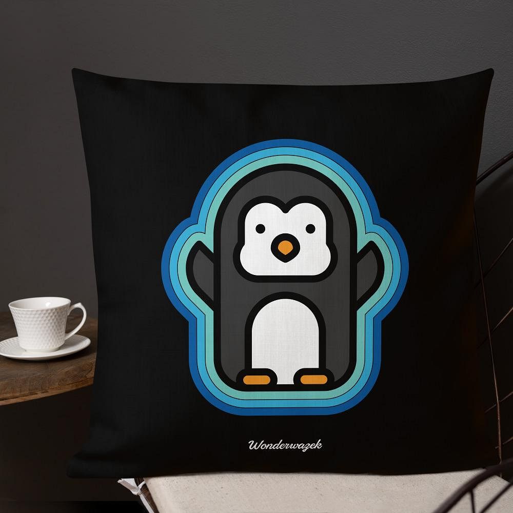 Kissen • Pinguin – blau, schwarz - Wonderwazek