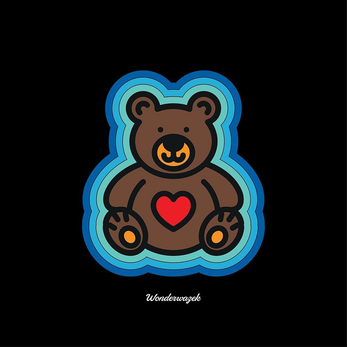 Kissen • Teddy mit Herz – blau, schwarz - Wonderwazek