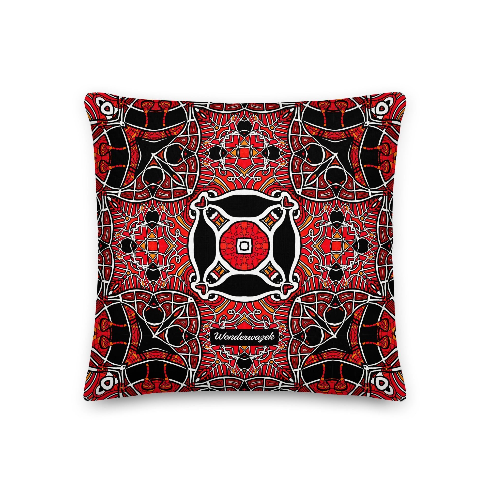 Kissen • Zirkus – Kaleidoskop 1, rot, schwarz, weiß - Wonderwazek
