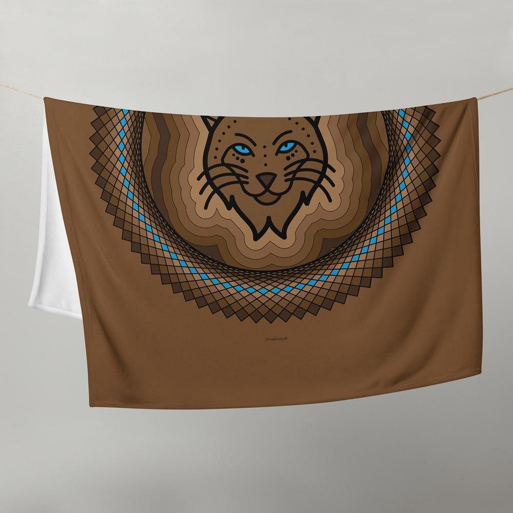 Decke • Tribal Luchs – blau, braun - Wonderwazek