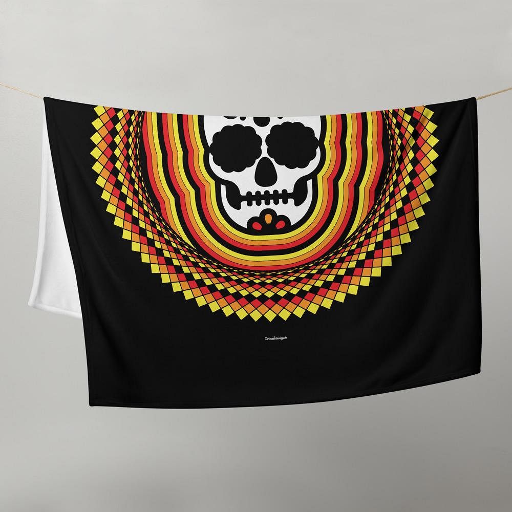 Decke • Tribal Totenkopf – gelb, orange, rot, schwarz - Wonderwazek
