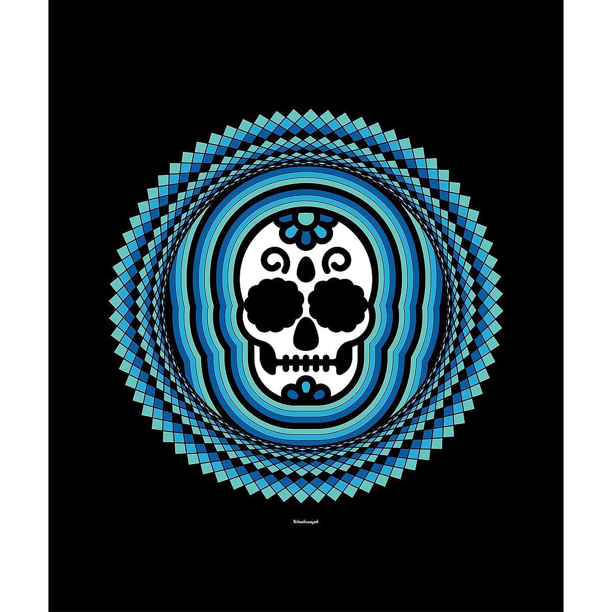 Decke • Tribal Totenkopf – blau, schwarz - Wonderwazek