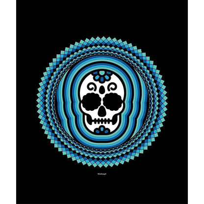 Decke • Tribal Totenkopf – blau, schwarz - Wonderwazek