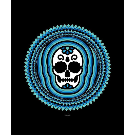 Decke • Tribal Totenkopf – blau, schwarz - Wonderwazek