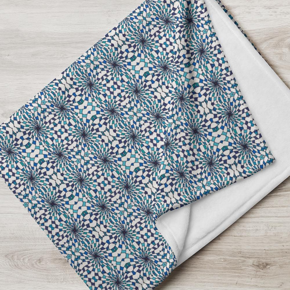 Decke • Wasserwirbel – Variation 1, blau, weiß - Wonderwazek