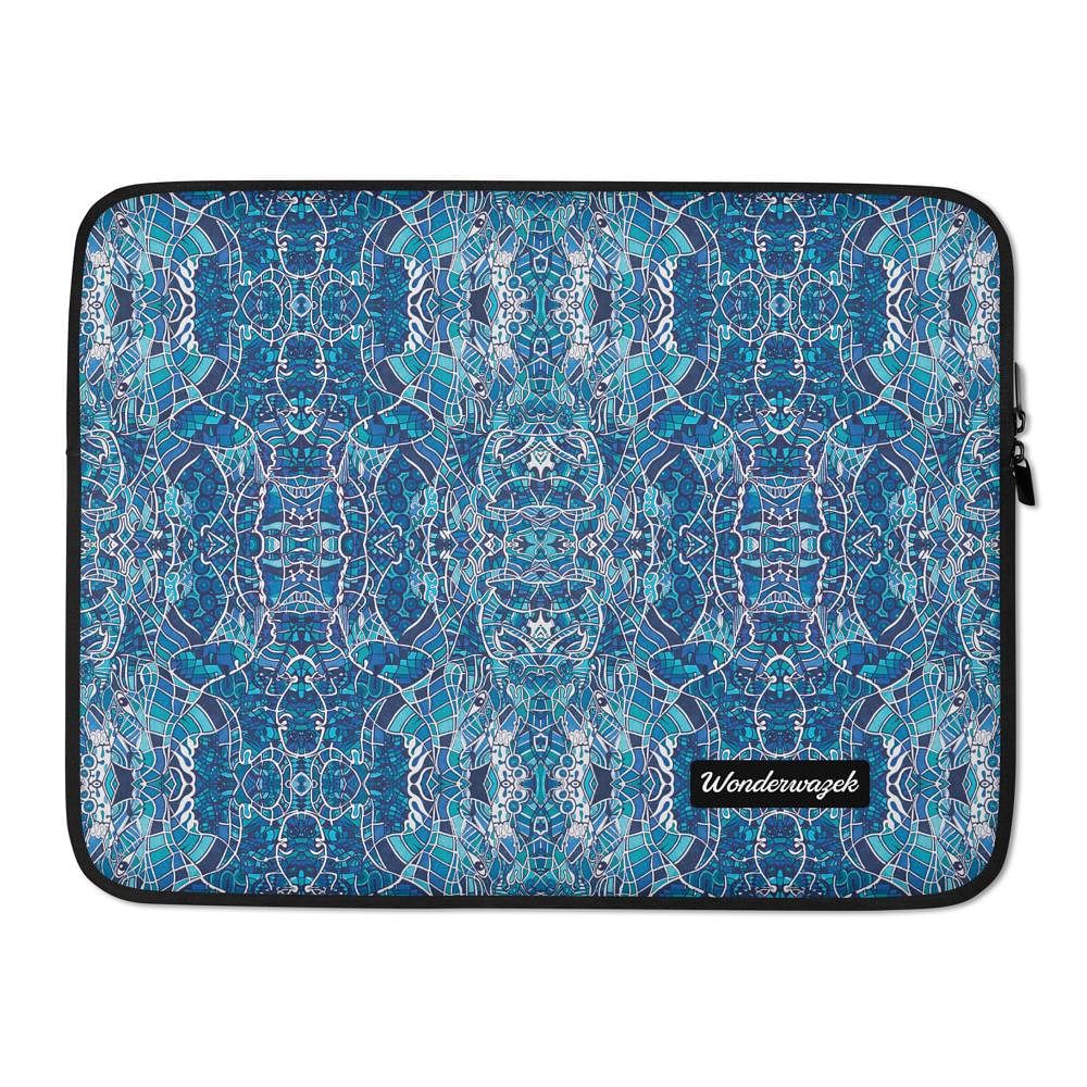 Laptophülle • Wassergeister – Variation 3, blau, weiß - Wonderwazek