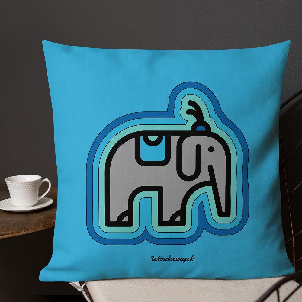 Kissen • Elefantenbaby – blau - Wonderwazek