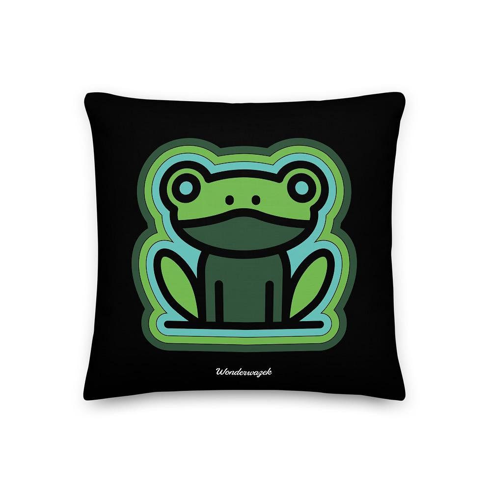 Kissen • frecher Frosch – grün, schwarz - Wonderwazek