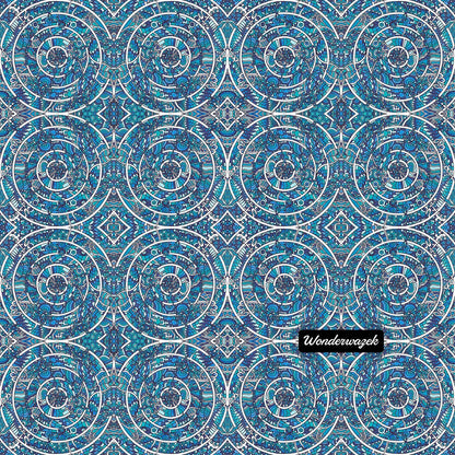 Kissen • Kreiswelle – Variation 3, blau, weiß - Wonderwazek