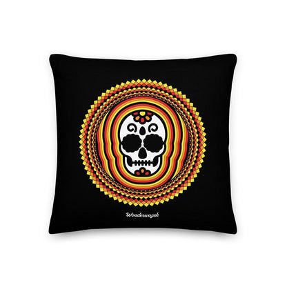 Kissen • Tribal Totenkopf – gelb, orange, rot, schwarz - Wonderwazek