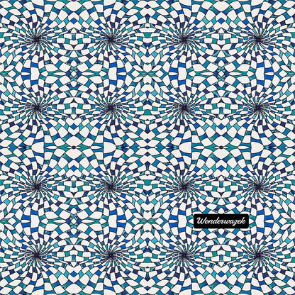 Kissen • Wasserwirbel – Variation 1, blau, weiß - Wonderwazek