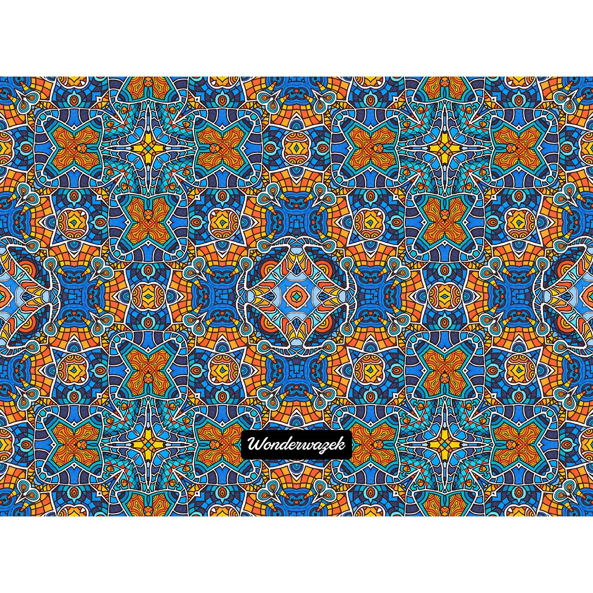 Laptoptasche • Blankas Blumen – Kaleidoskop, blau, orange - Wonderwazek