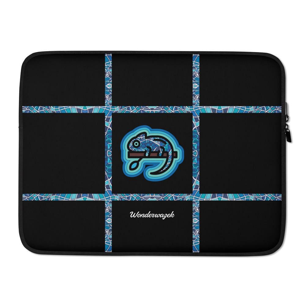 Laptoptasche • dezente Linien, Chamäleon – blau, schwarz - Wonderwazek