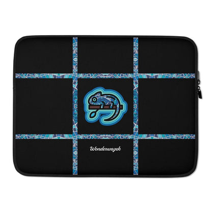 Laptoptasche • dezente Linien, Chamäleon – blau, schwarz - Wonderwazek