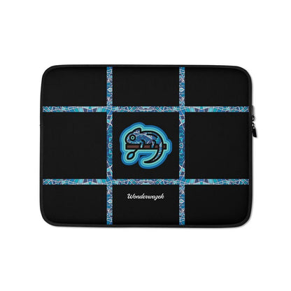 Laptoptasche • dezente Linien, Chamäleon – blau, schwarz - Wonderwazek