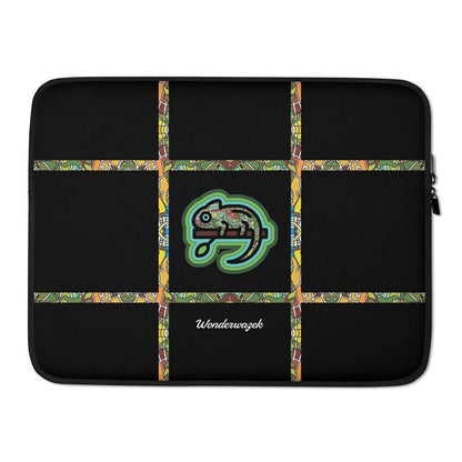 Laptoptasche • dezente Linien, Chamäleon – grün, schwarz - Wonderwazek