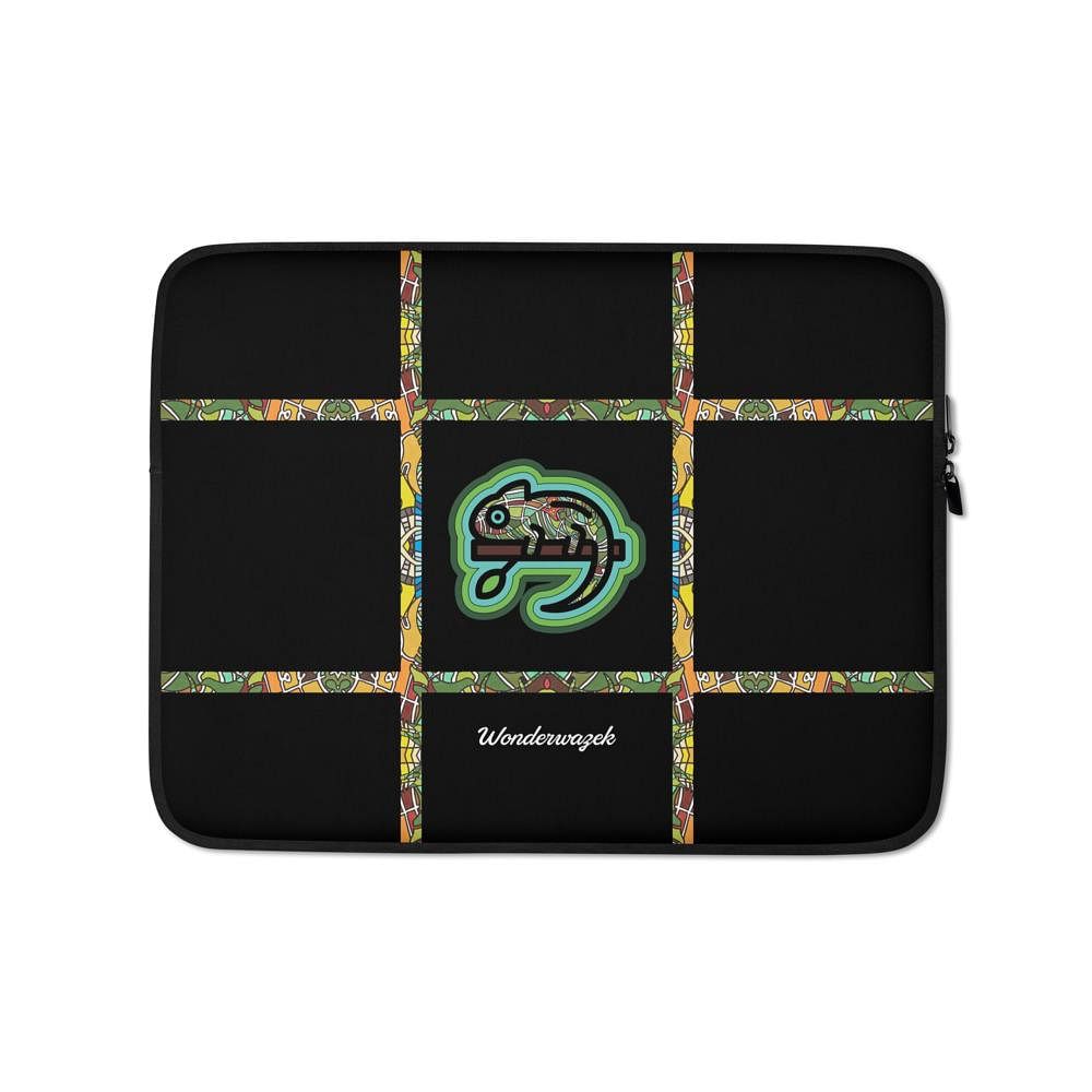 Laptoptasche • dezente Akzente, Chamäleon – grün, schwarz - Wonderwazek