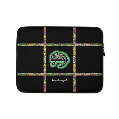 Laptoptasche • dezente Linien, Chamäleon – grün, schwarz - Wonderwazek