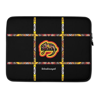 Laptoptasche • dezente Linien, Chamäleon – orange, schwarz - Wonderwazek