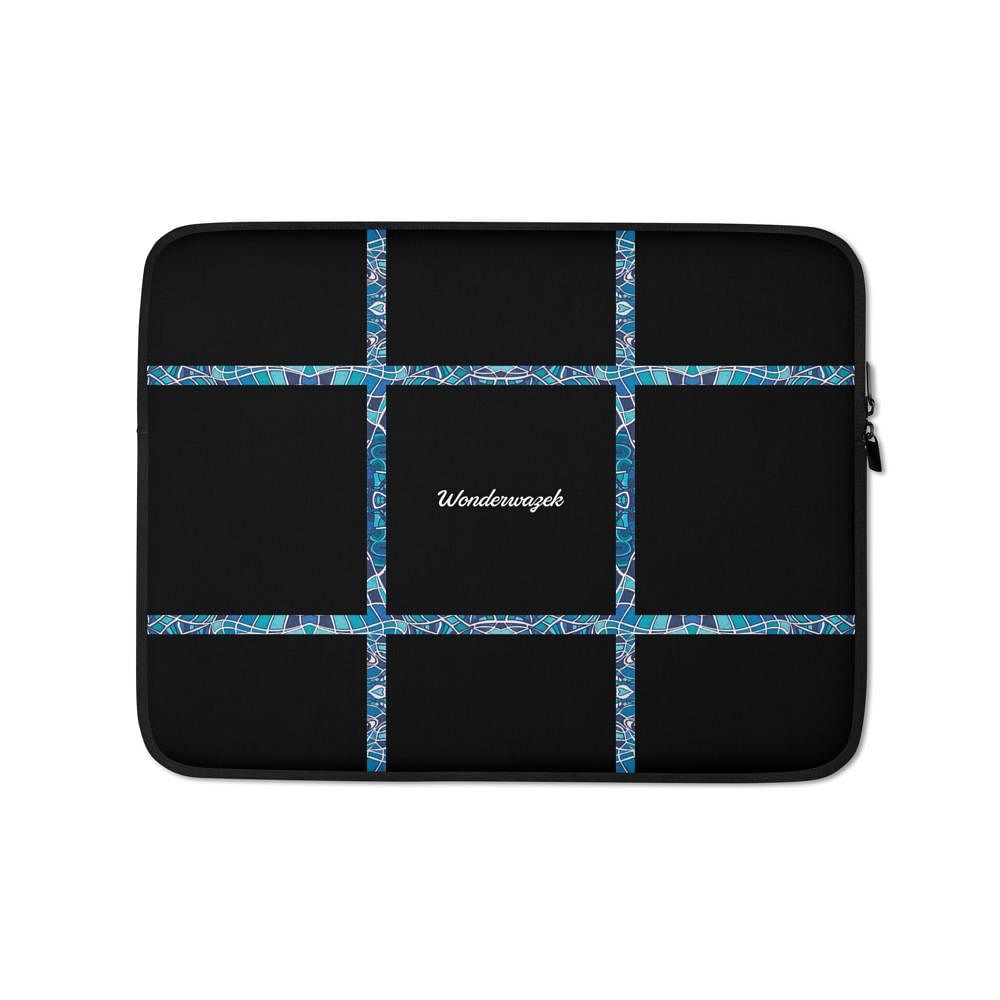 Laptoptasche • dezente Linien – blau, schwarz - Wonderwazek