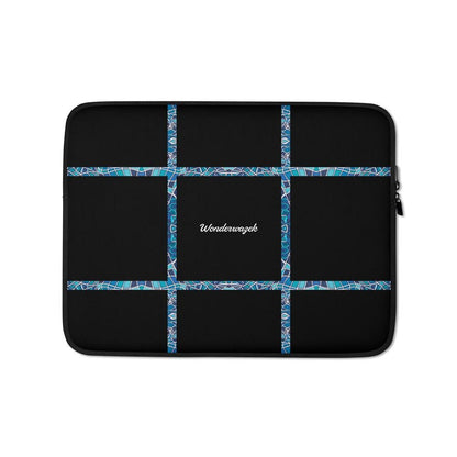 Laptoptasche • dezente Linien – blau, schwarz - Wonderwazek