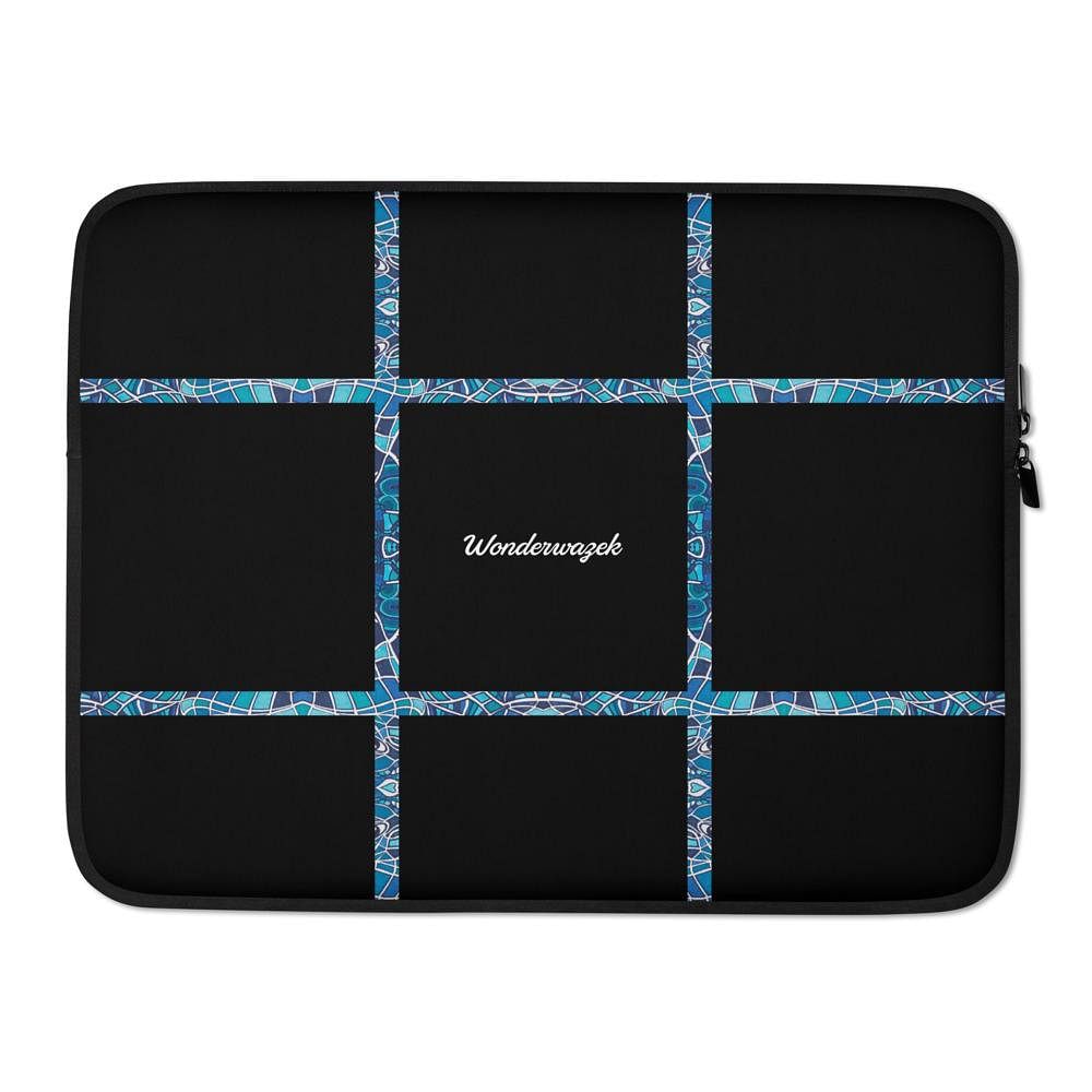 Laptoptasche • dezente Akzente, Linien – blau, schwarz - Wonderwazek