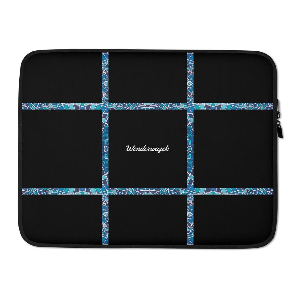 Laptoptasche • dezente Linien – blau, schwarz - Wonderwazek