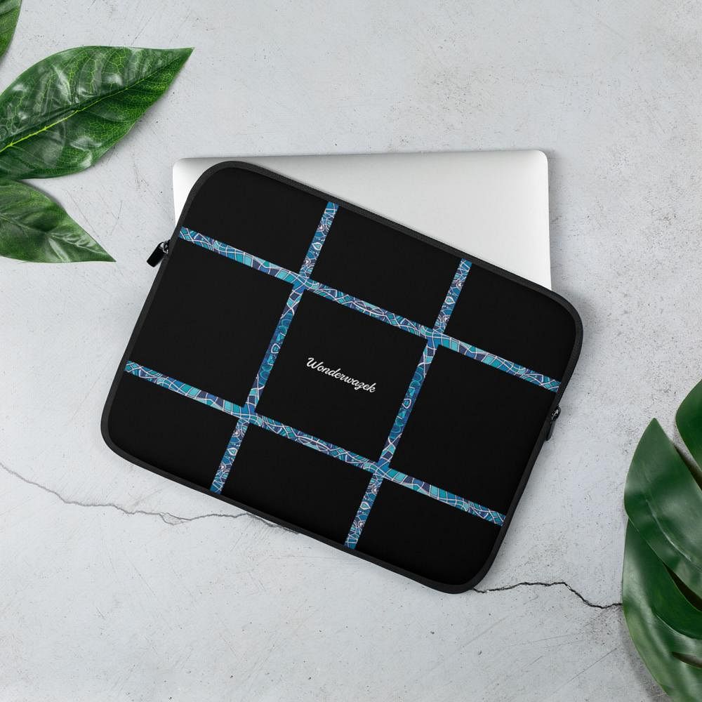 Laptoptasche • dezente Linien – blau, schwarz - Wonderwazek