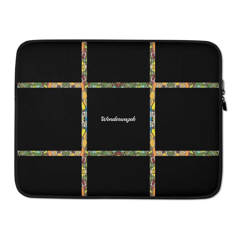 Laptoptasche • dezente Akzente, Linien – grün, schwarz - Wonderwazek