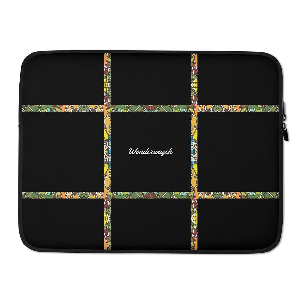 Laptoptasche • dezente Linien – grün, schwarz - Wonderwazek