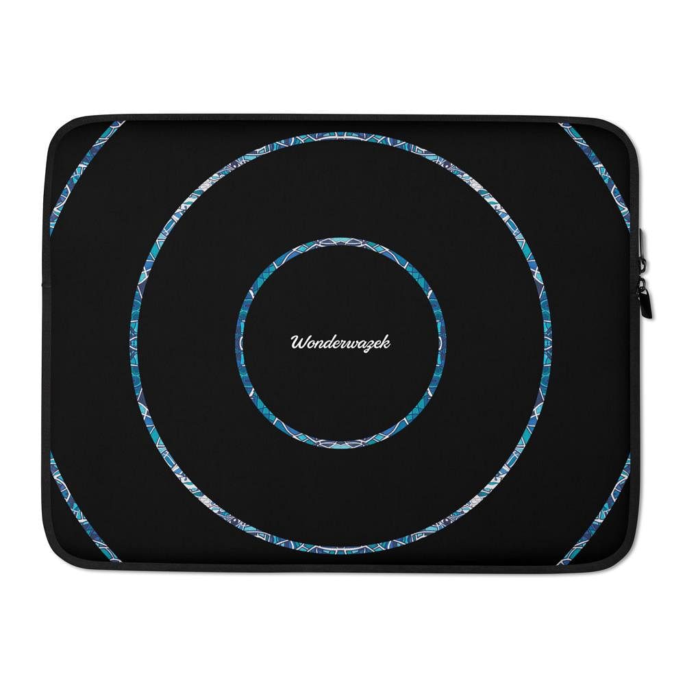 Laptoptasche • dezente Kreise – blau, schwarz - Wonderwazek