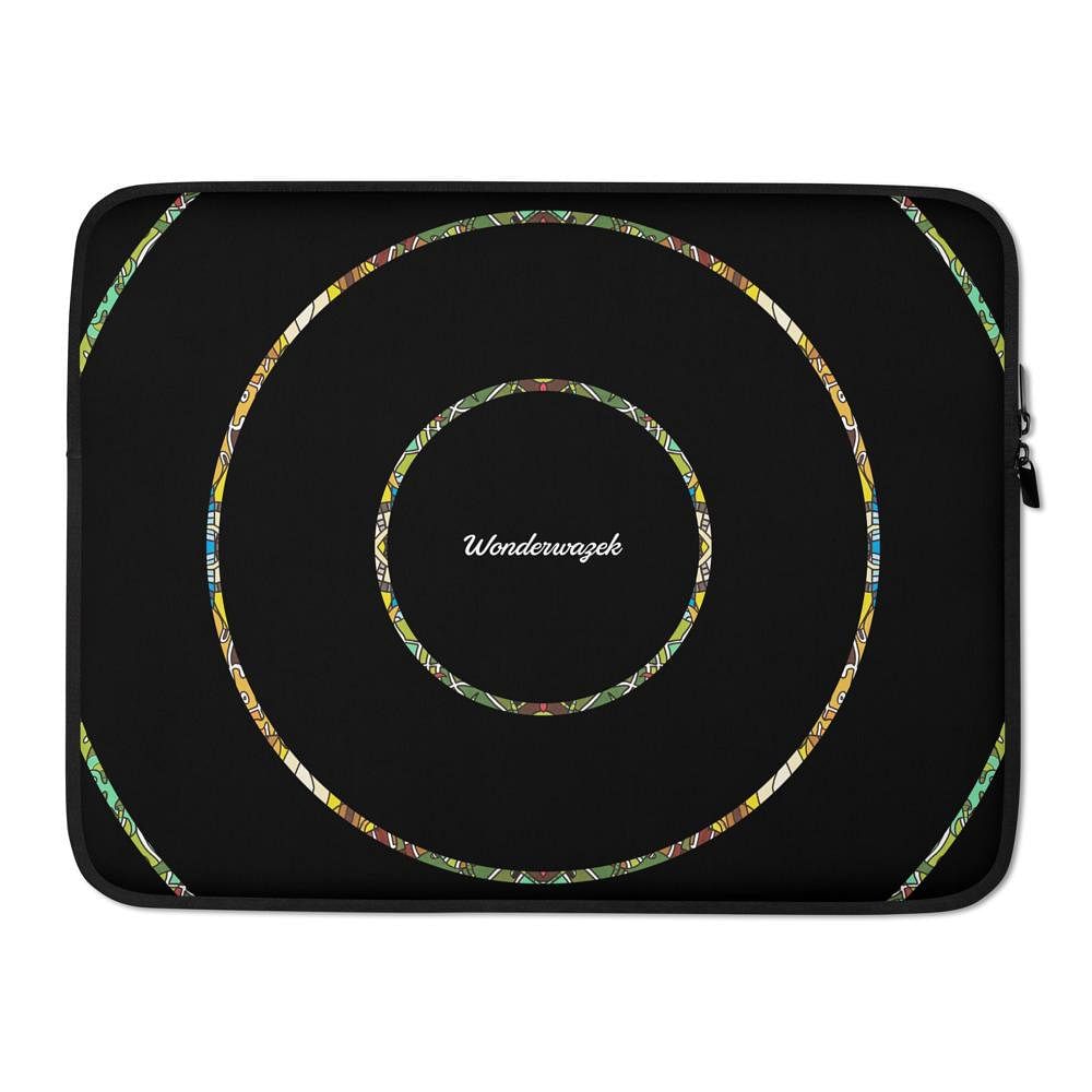 Laptoptasche • dezente Kreise – grün, schwarz - Wonderwazek