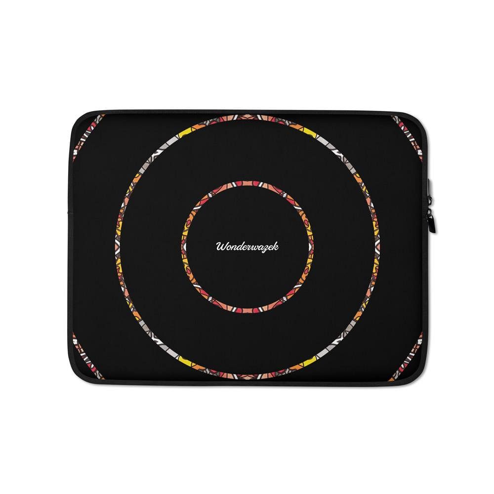 Laptoptasche • dezente Kreise – orange, schwarz - Wonderwazek