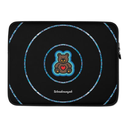 Laptoptasche • dezente Kreise, Teddy mit Herz – blau, schwarz - Wonderwazek