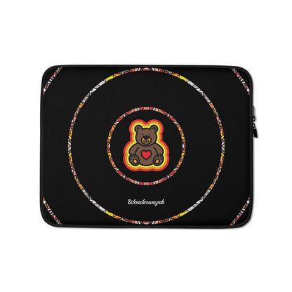 Laptoptasche • dezente Kreise, Teddy mit Herz – orange, schwarz - Wonderwazek