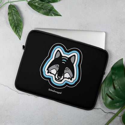 Laptoptasche • einsamer Wolf – blau, schwarz - Wonderwazek