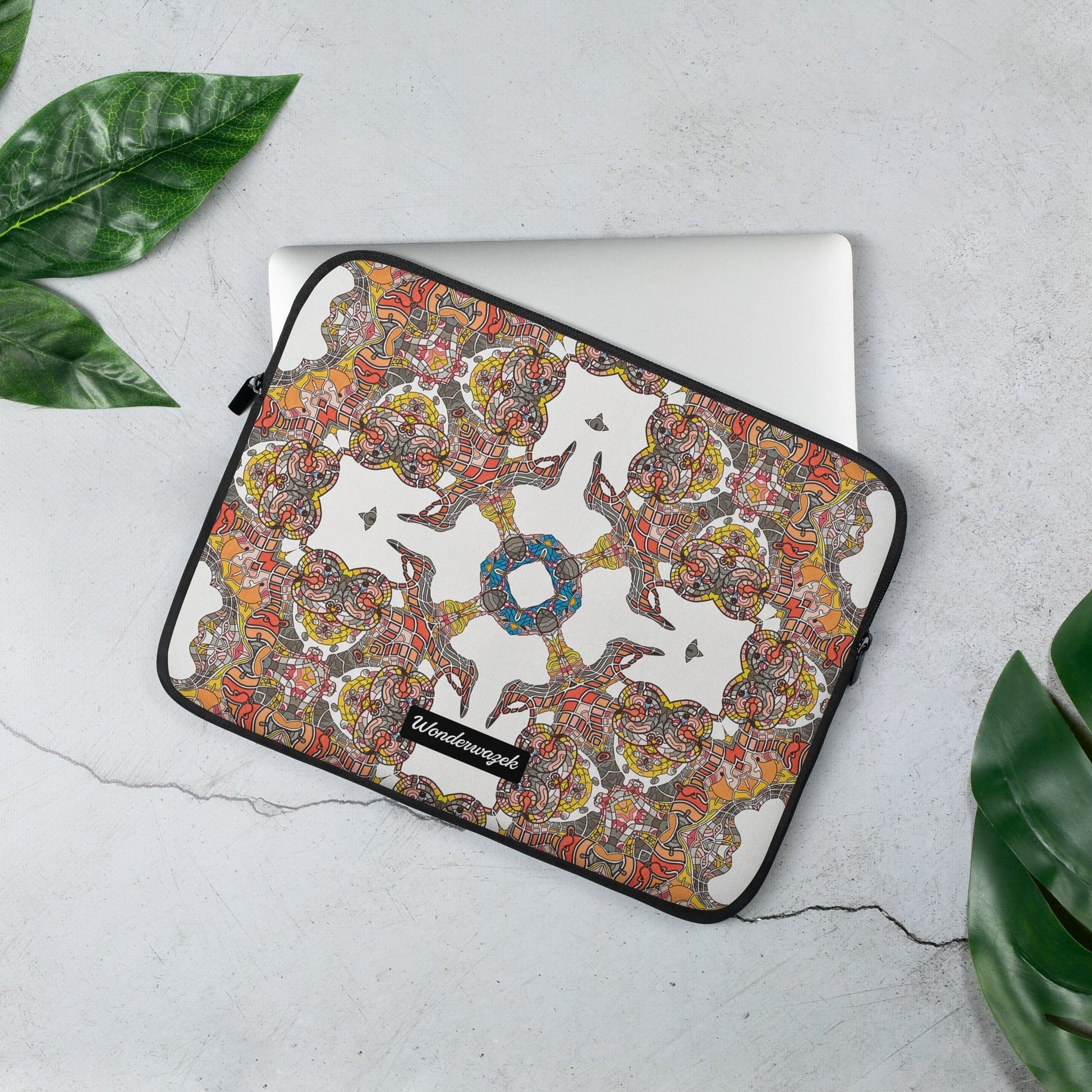 Laptoptasche • Kinderspiel – Kaleidoskop, grau, orange - Wonderwazek