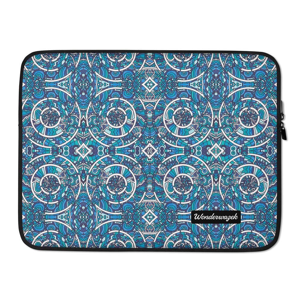 Laptoptasche • Kreiswelle – Variation 1, blau, weiß - Wonderwazek