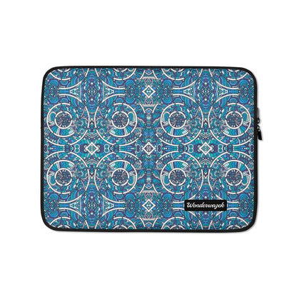 Laptoptasche • Kreiswelle – Variation 1, blau, weiß - Wonderwazek