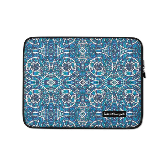 Laptoptasche • Kreiswelle – Variation 1, blau, weiß - Wonderwazek