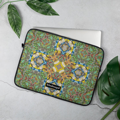 Laptoptasche • Madeira – Kaleidoskop, blau, gelb, grün - Wonderwazek