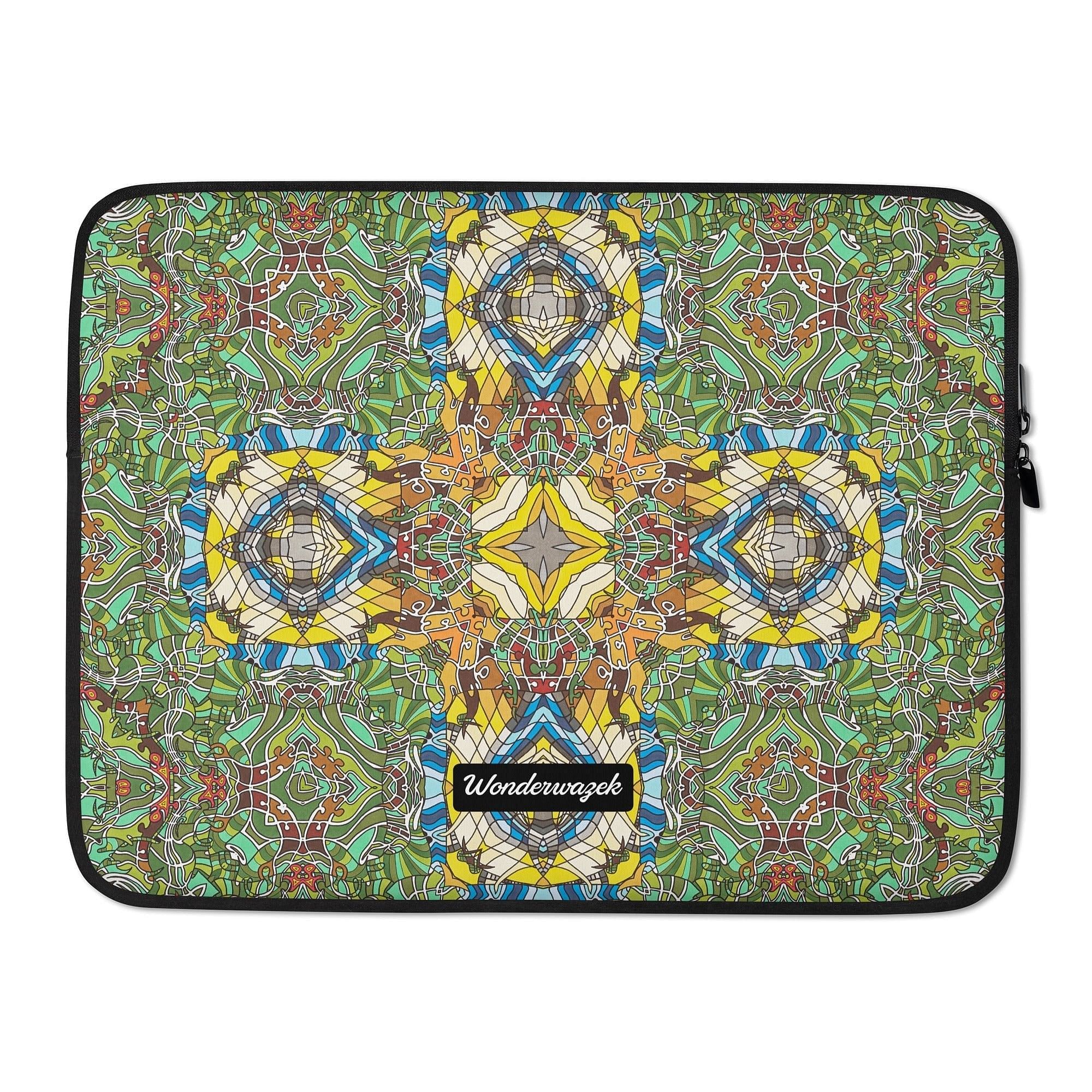 Laptoptasche • Madeira – Kaleidoskop 1, blau, gelb, grün - Wonderwazek